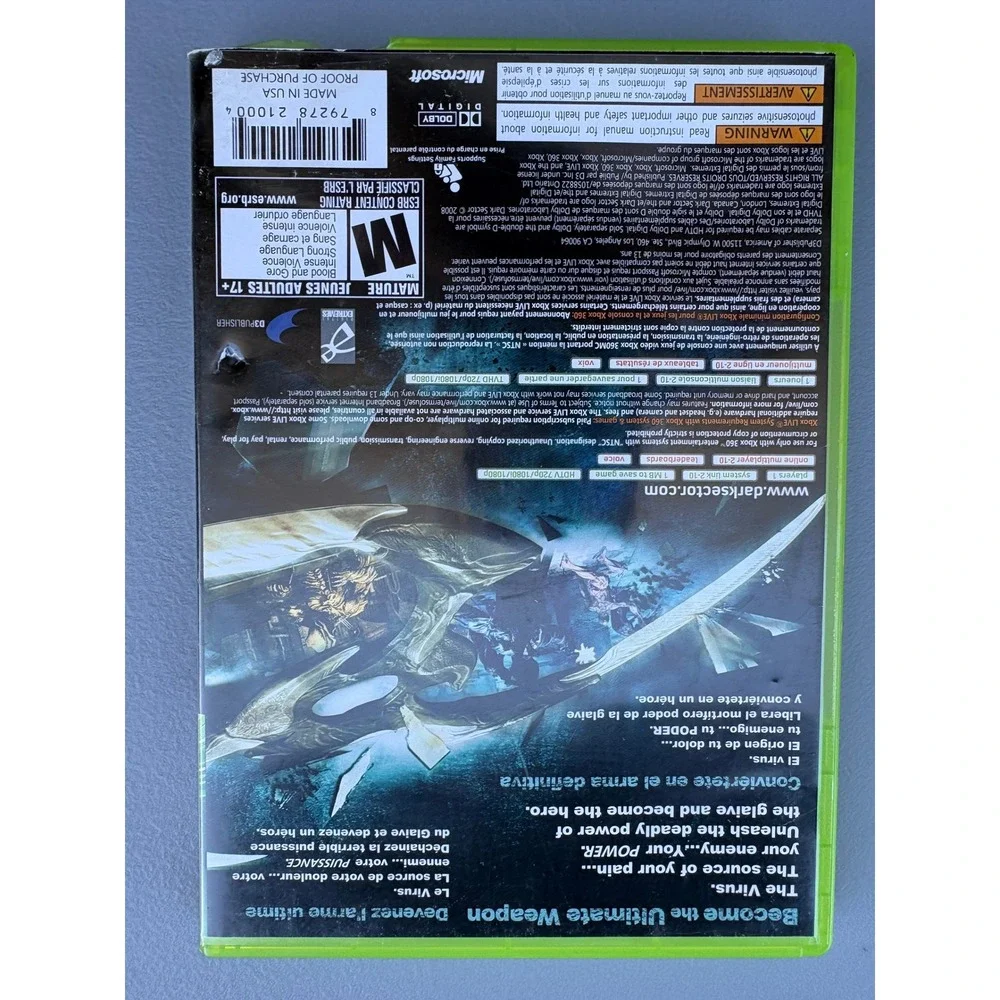 Dark Sector Xbox 360 Microsoft 2008 Action Sci-Fi‎ Shooter Game No Manual